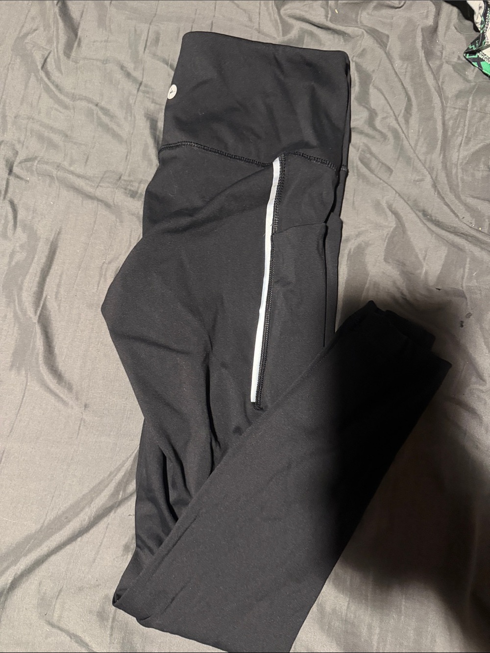 90 Degree By Reflex Black Leggings with White Zip Accent